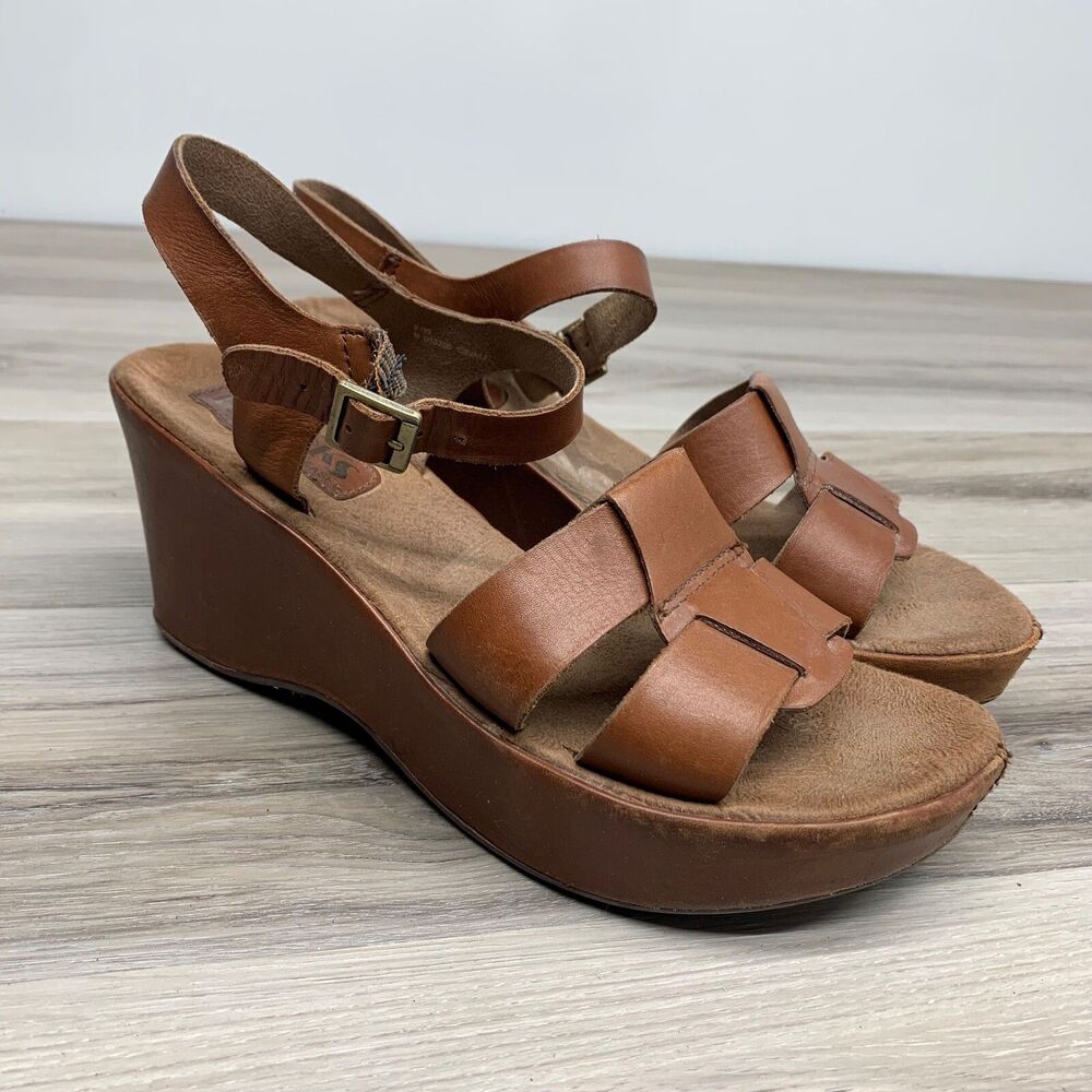 Kork Ease Korks Della Sandals Women's 8M Brown Leather Chunky Platform Wedge